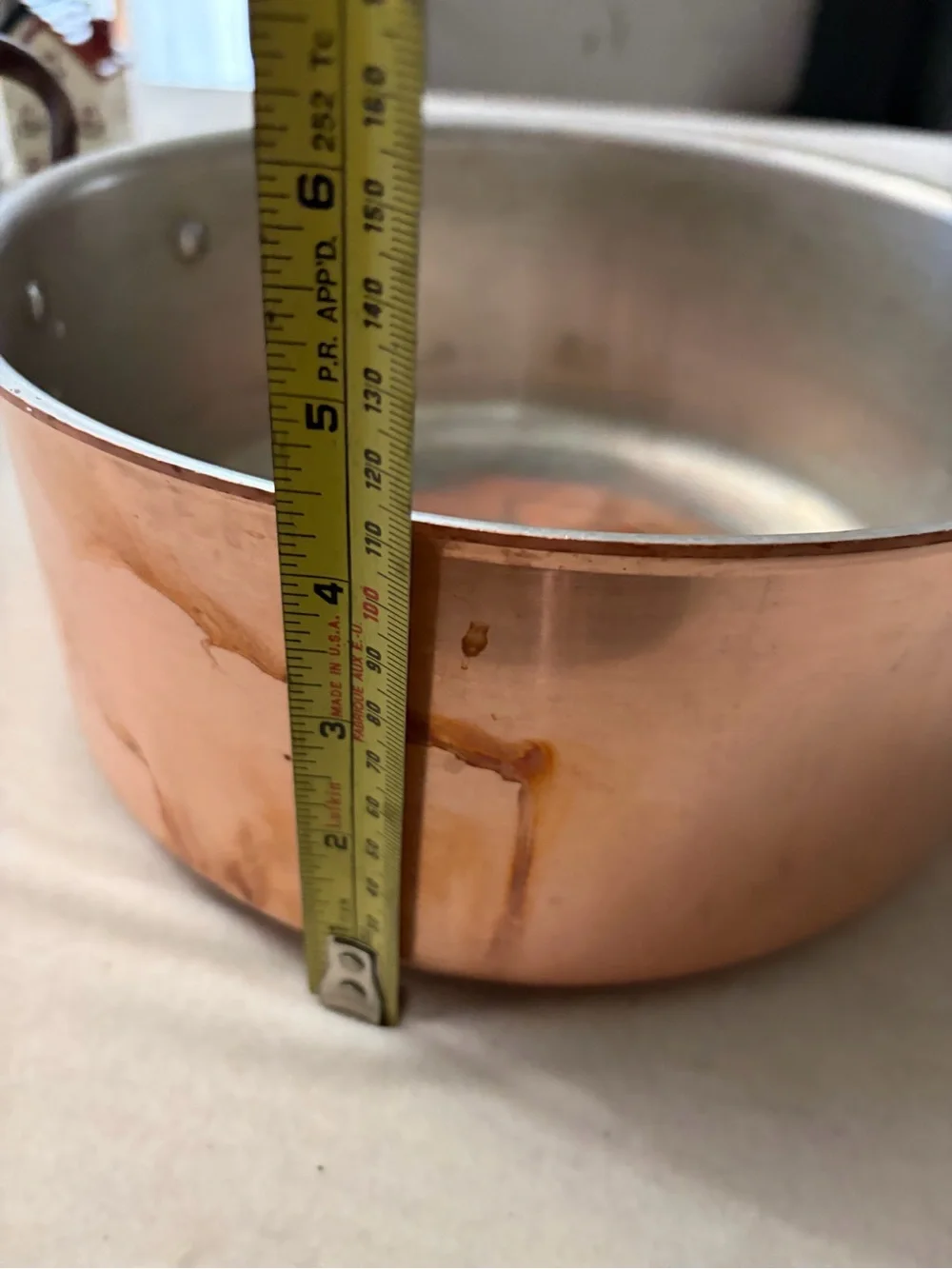 French Copper-Colored Two-Handle Stockpot 10” - Classic Copper Finish need tin